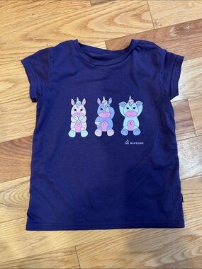 Ripzone Girls' Navy Unicorn Trio Short Sleeve Tee